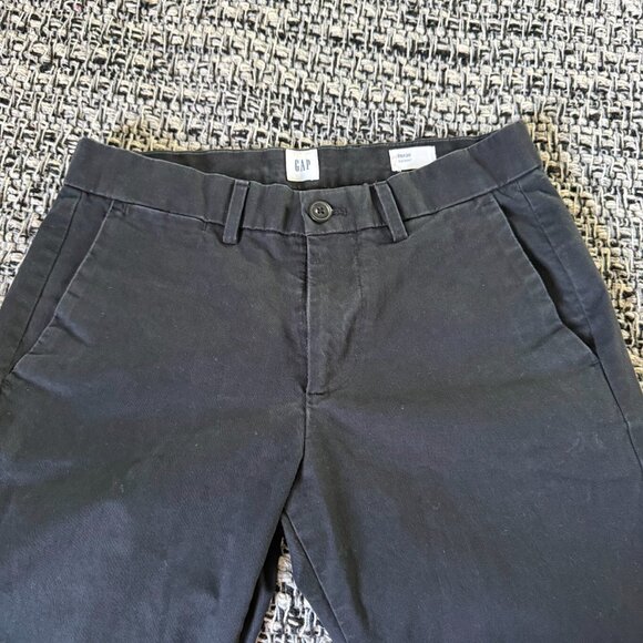 GAP Khaki Flat Front Straight Leg Skinny Stretch Chino Black Khaki Pants Size 28 - Picture 7 of 13